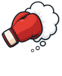 logo of boxing glove hitting thought cloud with thought knockout text logo of boxing glove hitting thought cloud with thought knockout text